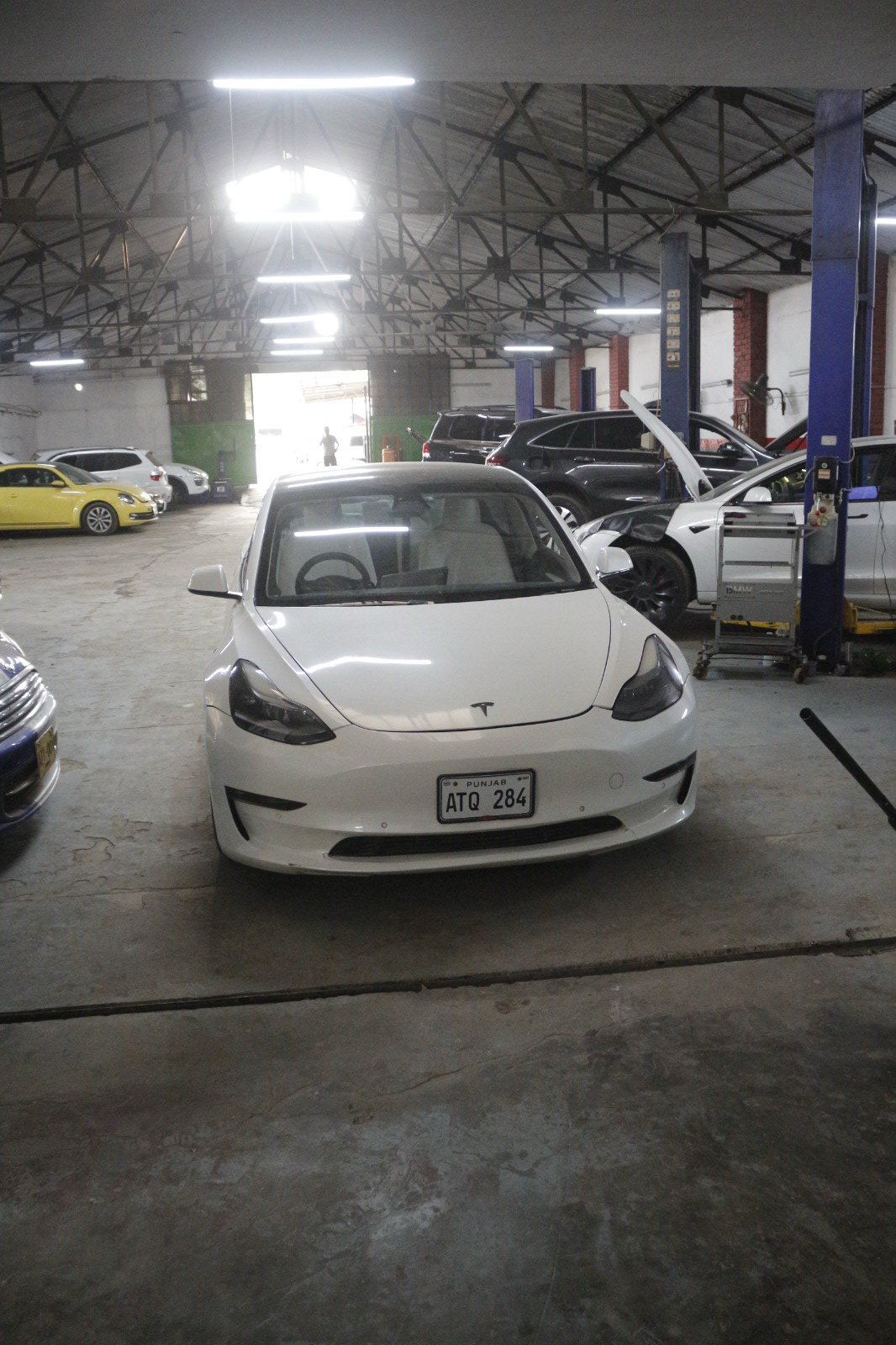 Tesla in workshop