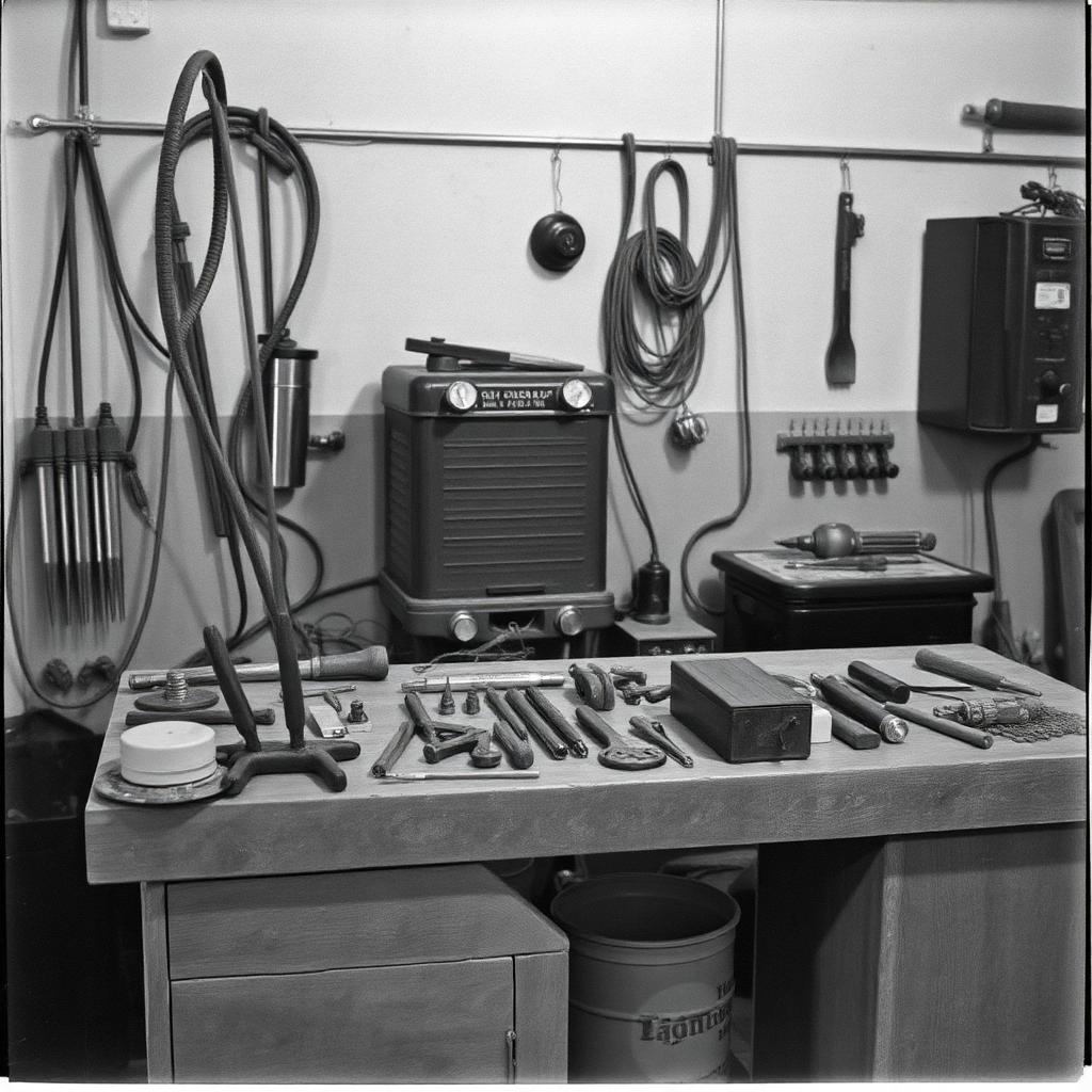 Archival photograph of Nazir Automobiles' original workshop